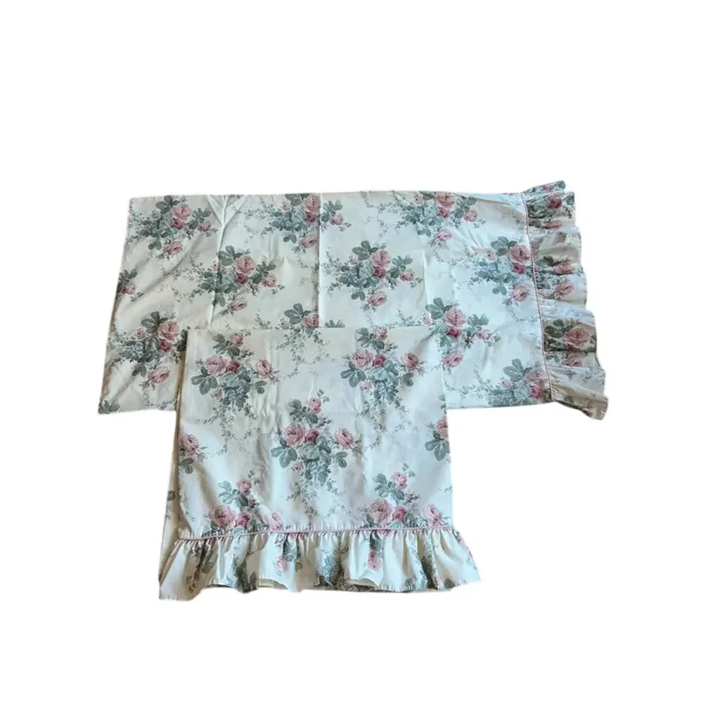 2 Vintage Dorma Croscill Rose Floral Ruffle king Shams / pillowcases